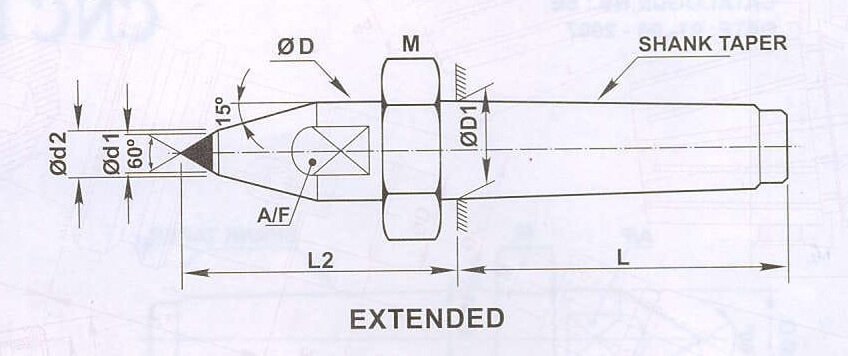 CNC MT3 Dead Center With Draw-off Nut Extended Carbide Tipped Point (Tip Diameter 11mm)